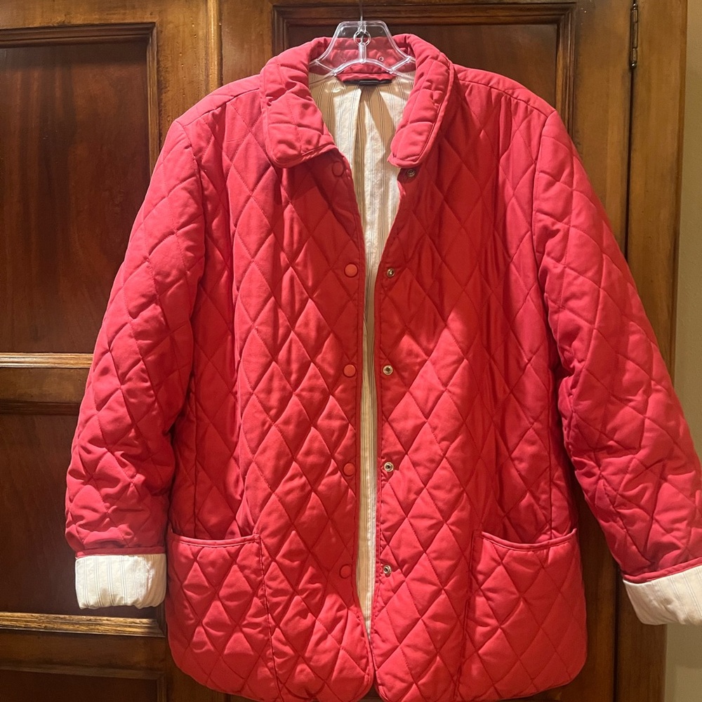 Talbots Red Quilted Pea Coat